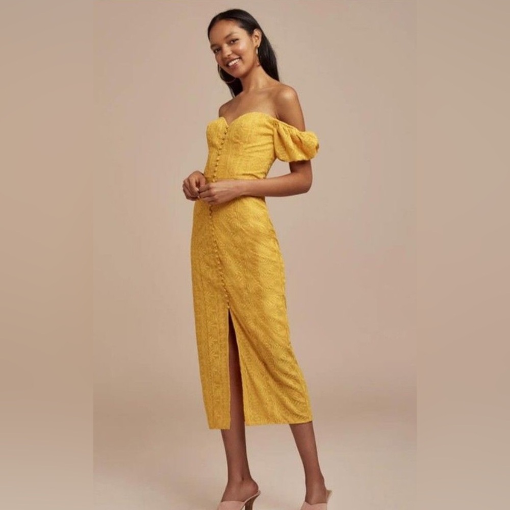 Finders Keepers Yellow Puff Sleeve Sundress